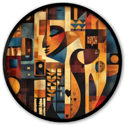 Poster in lijst Rond - Fotolijst 40x40 cm - Posters - Figuren - Abstract - Symbolen - Ronde posterlijst zwart - Decoratie - Wanddecoratie woonkamer - Muurdecoratie slaapkamer
