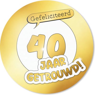 Muismat rond 20x20 cm - Mousepad Gefeliciteerd 40 jaar getrouwd! - Spreuken - Goud - Quotes - Jubileum - Ronde muismatten