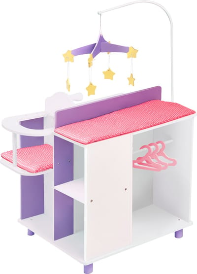 Teamson Kids Veranderen Station Voor Babypoppen - Accessoires Voor Poppen - Purper/Wit