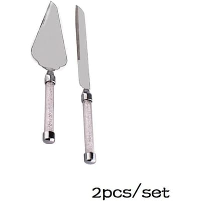 2 stuks Bruidstaart Serveerset Mes Pizza Schep Gereedschap Verjaardag Kristal Feest Cadeau Roestvrij Staal Elegant Pizza Dessert Gereedschap