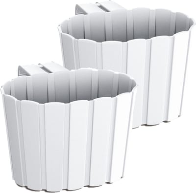 Prosperplast Muur plantenpot/bloempot - Set van 2x stuks - hangend - kunststof - 29 x 21 x 13 cm - parel wit - binnen/buiten