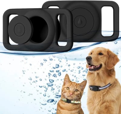 Waterdichte Hondenhalsband Houder voor Airtags, Antiverlies Beschermcase voor Huisdieren, Geschikt voor Katten en Honden - Zwart, Perfect voor Dierenliefhebbers en Tracking