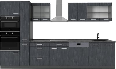 Vicco R-Line Complete keuken – 350 cm, WB Antraciet Zwart beton/antraciet