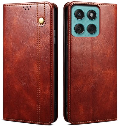 Coverup Hoesje - Geschikt voor Motorola Moto G56 Hoesje - Coverup Premium Classic Book Case - Bruin