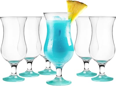 Glasmark Cocktail glazen - 6x - 420 ml - turquoise - glas - pina colada glazen