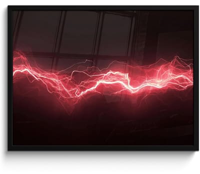 Poster in lijst - Fotolijst 70x50 cm - Posters - Gaming - Rood - Elektriciteit - Energie - Lijn - Posterlijst zwart - Decoratie - Wanddecoratie woonkamer - Muurdecoratie slaapkamer