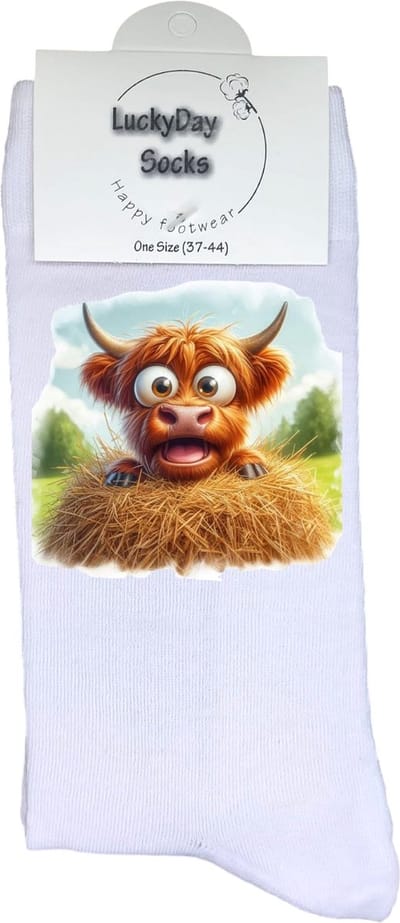 Stier - Koe - Opkikker - Grappige sokken - Valentijns cadeau - Verjaardag cadeau - Grappig - Bruine koe - Leuke sokken - Vrolijke sokken - Schattig - Stro - Kerst Sokken - Vaderdag - Moederdag - Kerstcadeau - Socks die Happy maken - 37-44