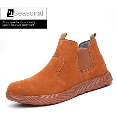 Eénpedaal Koeientendon Zool Arbeidsverzekering Schoenen Anti-verbrijzeling en Steekbestendig Elektrische Lassen Schoenen Lichtgewicht Heren Vuurvast Bloemen Werk Schoenen 46 brown