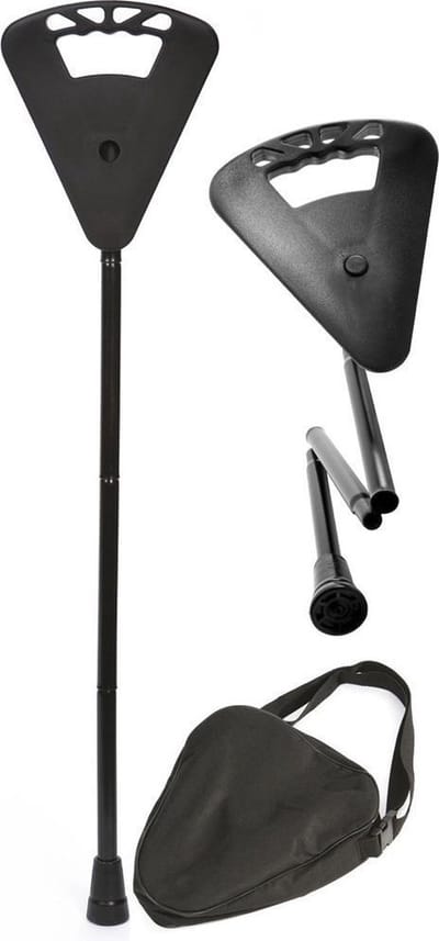 Flipstick - Zit-/wandelstok - Opvouwbaar - Zwart