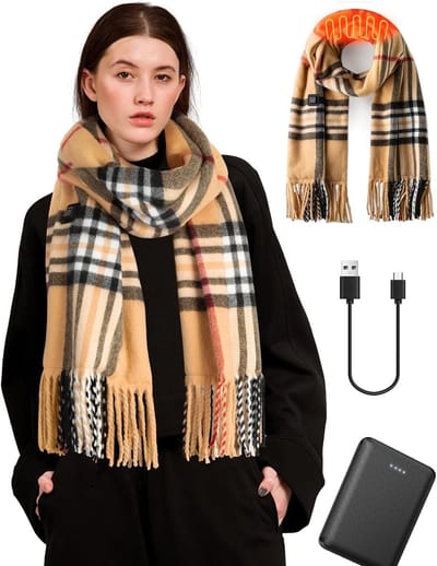 Warmtegevende sjaal voor mannen en vrouwen met 3 temperatuurinstellingen en 5500 mAh accu, perfect voor winterse buitenactiviteiten en als kerstcadeau