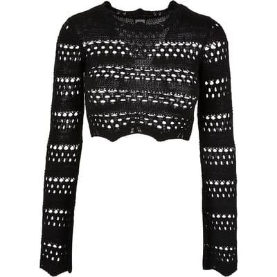 Urban Classics - Cropped Crochet Knit Crop top - 3XL - Zwart