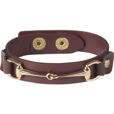 Horka leren armband met bitje - kleur bordeauw/gold