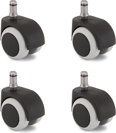 Meubelwieltjes set van 4 - 50 mm geruisloze rubberen zwenkwielen - binnen en buiten - eenvoudige montage