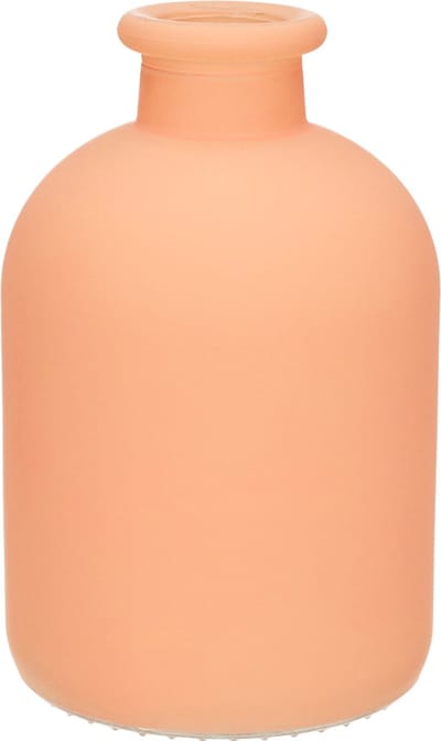 Jodeco Bloemenvaas Avignon - Fles model - glas - mat zalm roze - 17 x 11 cm