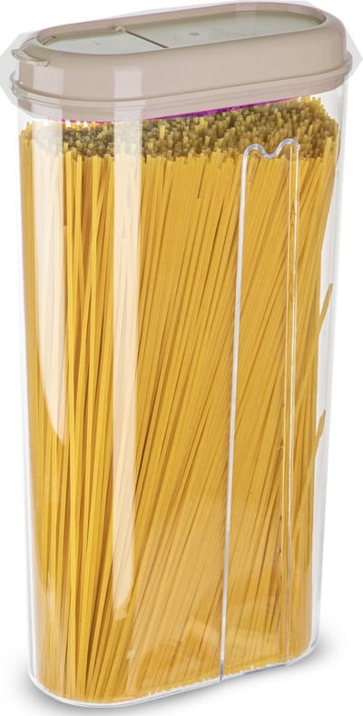 Plasticforte Voedselcontainer strooibus - transparant/beige - 2350 ml - kunststof - 15 x 8 x 30 cm - voorraadpotten
