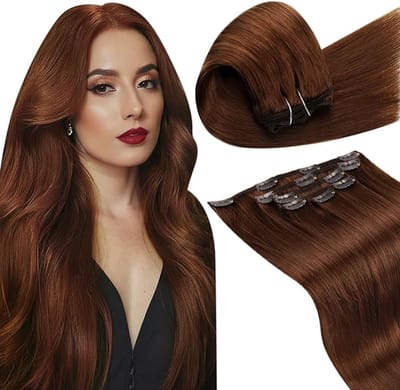 Clip in Hair Extensions Human Hair 5pcs 80g 12Inch Rood Bruin Haar Extensies Remy Naadloze Dubbele Schuft Clip in Haarextensies #33
