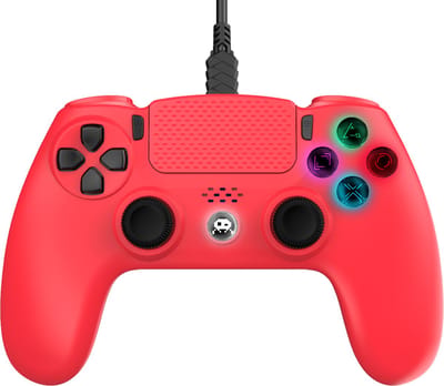 Freaks and Geeks Controller - Verlichte Knoppen - Vibratie - Touchpad - 3.5mm Jack - Rood - PS4