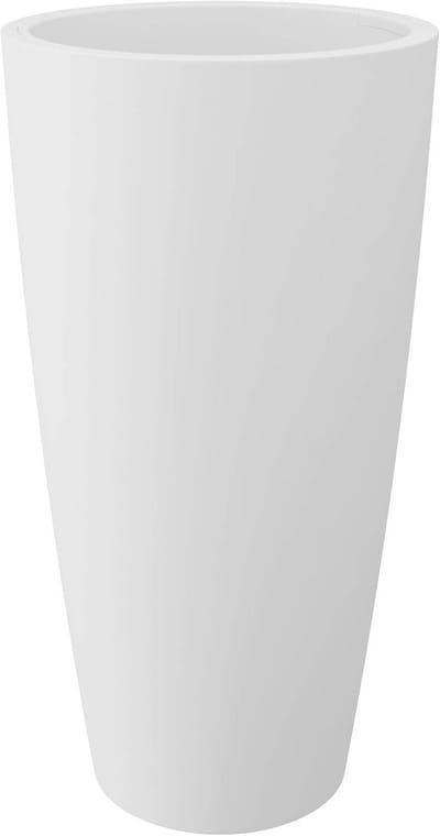 Hoge witte bloempot 70 cm met uitneembare binnenpot voor binnen en buiten