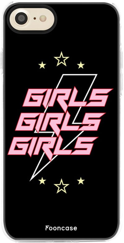 Fooncase Hoesje Geschikt voor iPhone SE (2020) - Shockproof Case - Back Cover / Soft Case - Rebell Girls (sterretjes bliksem girls)