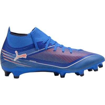 Puma Ultra Match+ voetbalschoenen voor dames, voor harde ondergrond (Blauw/Wit)
