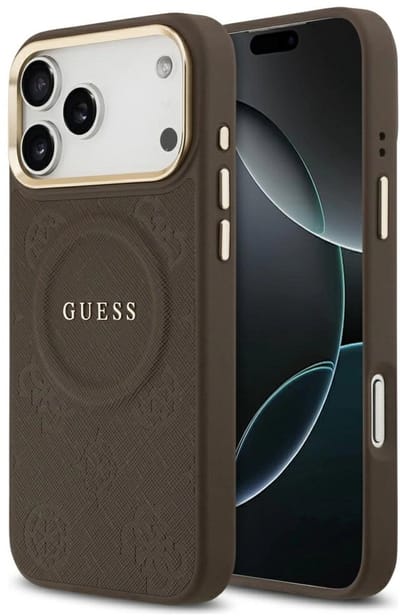 MagSafe hoesje voor Apple iPhone 17 Pro Max, Guess, Peony Hot Stamp, Bruin