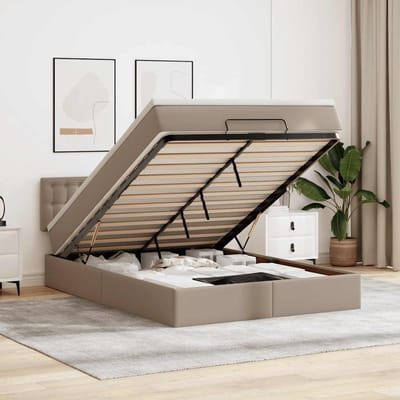 vidaXL - Ottoman - bed - met - matras - 140x200cm - kunstleer - cappuccinokleurig