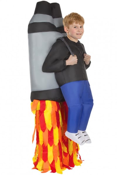 KIMU® Opblaas Kostuum Kinderen Raket - Maat 92 98 104 110 116 122 - Opblaasbaar Pak Opblaasbare Astronaut Opblaaspak Alien Ufo Space Jongen Meisje Festival