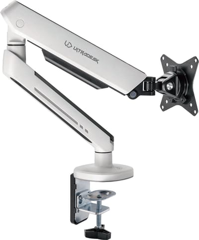Ultradesk OFFSHOOT SINGLE – Monitorarm met LED RGB – Voor 1 Monitor tot 32” – Gasveer, 360° Rotatie, Hoogteverstelbaar, Kabelbeheer, VESA 75/100