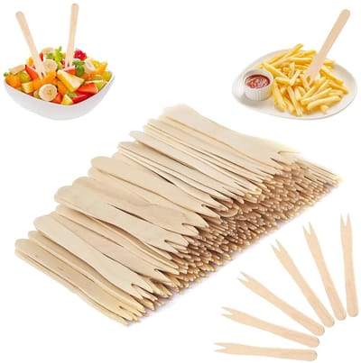 Dailygoods- Houten Vorken 200 Stuks - Biologisch Afbreekbaar - Natuurlijk Hout - Wegwerpbestek - Milieuvriendelijk - Hygiënische Keuze