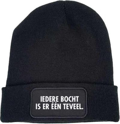 Iedere bocht is er één teveel wintermuts zwart | wit - soBAD. | Wintersport | Après ski outfit Warme Muts voor Volwassenen | Heren en Dames Beanie