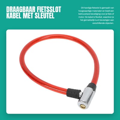 Dailygoods- Fietsslot Kabel - Draagbaar Fietsslot - Beveiliging Fiets/Motorfiets - Roestvrij Staal - 2 Sleutels - Eenvoudige Bediening - Beveiligingsslot