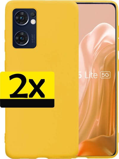 Hoesje - 2 Stuks - Geschikt voor OPPO Find X5 Lite - Sterk & Shockproof - Case Siliconen - Back Cover - Telefoon Hoes - Telefoonhoesjes - Geel