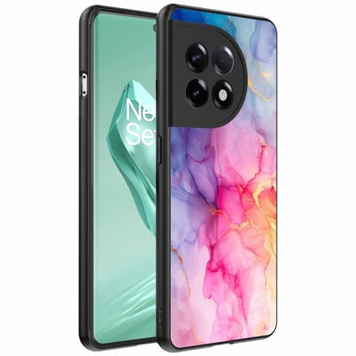 Geschikt voor OnePlus 12R Telefoonhoesje met marmeropdruk - TPU backcover case marble design - Regenboog - Smartphonica geschikt voor OnePlus 12R