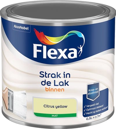 Flexa - Strak In De Lak Binnenlak Mat - Citrus Yellow - Mengverf - 500 Ml