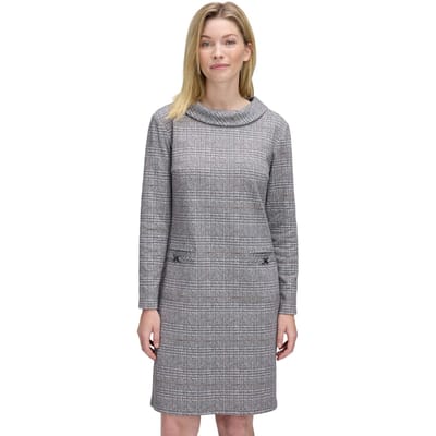 Jersey jurk van ruitjacquard - grijs / gemêl. - Gr. 40 van Goldner Fashion