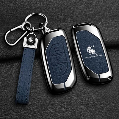 Coque de protection pour clé de voiture en alliage de zinc et cuir Porte-clés pour Dongfeng Forthing Fengxing T5 Evo Accessoires black