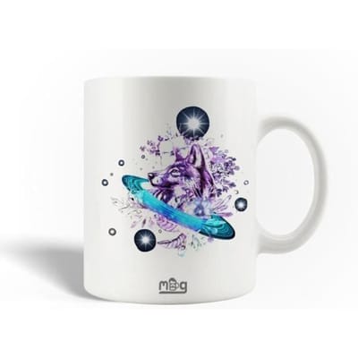 Mug en Céramique Tête De Loup Art Abstrait Couleur Loup Peinture