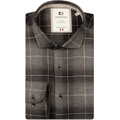 Giordano Overhemd Row Cutaway Soft Flanel Check Soft Grey / male