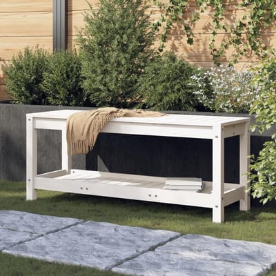 Houten tuinbank - Buitenmeubel - Ontspannen buiten - Massief vurenhout - 108 cm - Wit