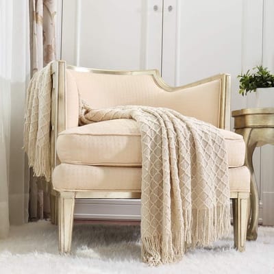 Zachte en Warme Dekentje voor de Bank of Bed - Lichtgewicht en Comfortabel voor Lente en Zomer (50"x60" Beige/Ivory)