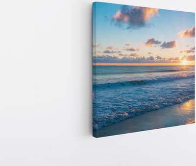 Saammp - Canvas Schilderij - Rustige Zee - Strand - Duinen - 20x20 - Foto op canvas - Wanddecoratie - muurdecoratie Woonkamer - Slaapkamer decoratie - Canvas Print