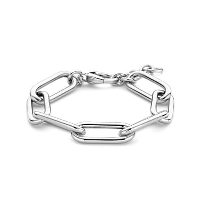 Armband Paperclip Ronde Buis 11,5 Mm 19 + 3 Cm Zilver Gerhodineerd