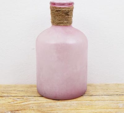 SENSE Fles Vaasje Frosted Roos - Gerecycle - Kleine Glazen Flesjes – Bloemenvaasje – Mini Fles Vaas Pink