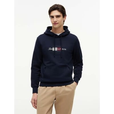 Tommy Hilfiger Script Flag Hoodie Desert Sky Taglia: S | Felpe con cappuccio Outlet | Uomo