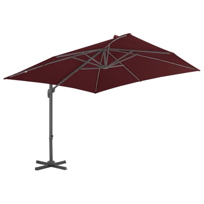 vidaXL - Zweefparasol - met - aluminium - paal - 400x300 - cm - bordeauxrood