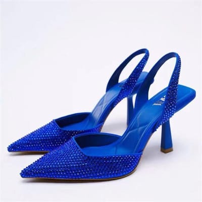 Luxe Strass Transparante Hakken Pvc Dames Schoenen Nieuwe Puntige Stiletto Hoge Hakken Dames Feest Bruiloft Schoenen 39 blue