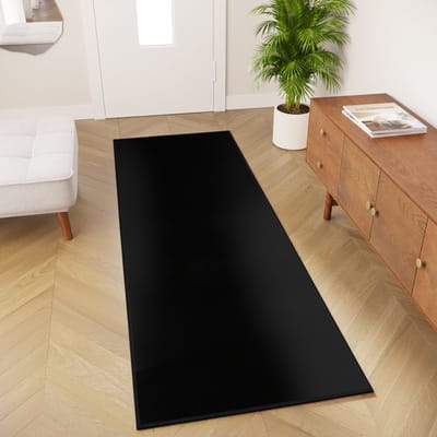 Tapiso Mono Loper Kleed Zwart Effen Gang Laagppolig Vloerkleed Maat- 70x100