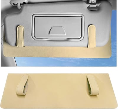 Autozonneklepverlenger, anti-verblindingsaccessoire voor de zonneklep, veilig rijden, clip-on zonnescherm, beschermt bestuurder en passagiers tegen UV-straling (beige).