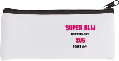 Akyol - super blij met een lieve zus zoals jij Etui - Zus - de liefste zus - verjaardag - cadeautje voor zus - zus artikelen - kado - geschenk - 20 bij 9 cm
