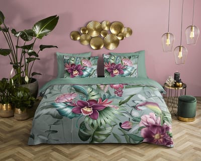 Descanso dekbedovertrek bloemen - 1 persoons 140x200/220 cm - Multi - 100% Katoen satijn